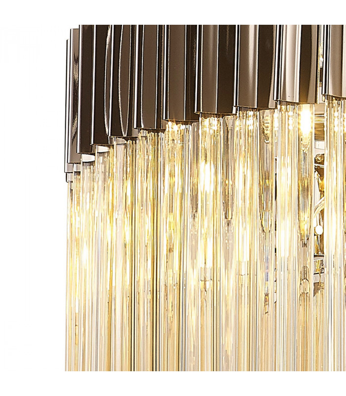 Poland Ceiling Pendant Round 12 Light E14 Polished Nickel Cognac Sculpted Glass Item Weight: 25.4kg-5