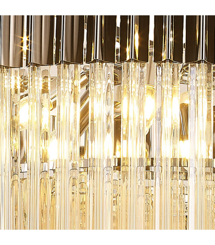 Poland Ceiling Pendant Round 12 Light E14 Polished Nickel Cognac Sculpted Glass Item Weight: 25.4kg-7
