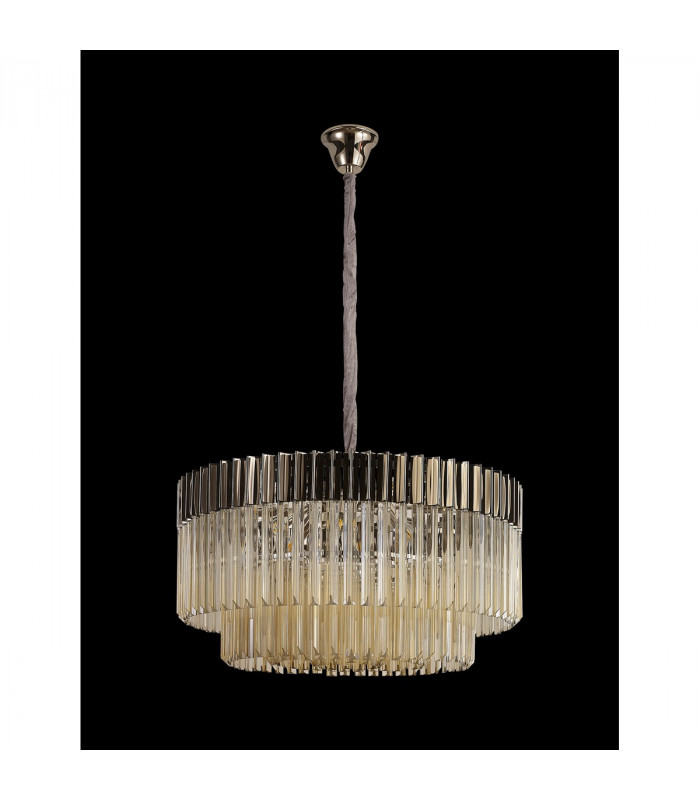 Poland Ceiling Pendant Round 12 Light E14 Polished Nickel Cognac Sculpted Glass Item Weight: 25.4kg-8