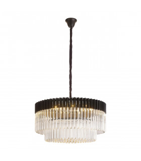Poland Ceiling Pendant Round 12 Light E14 Matt Black Clear Sculpted Glass Item Weight: 25.4kg-1