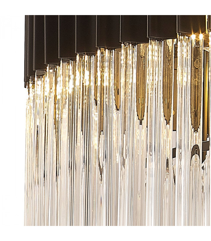 Poland Ceiling Pendant Round 12 Light E14 Matt Black Clear Sculpted Glass Item Weight: 25.4kg-5