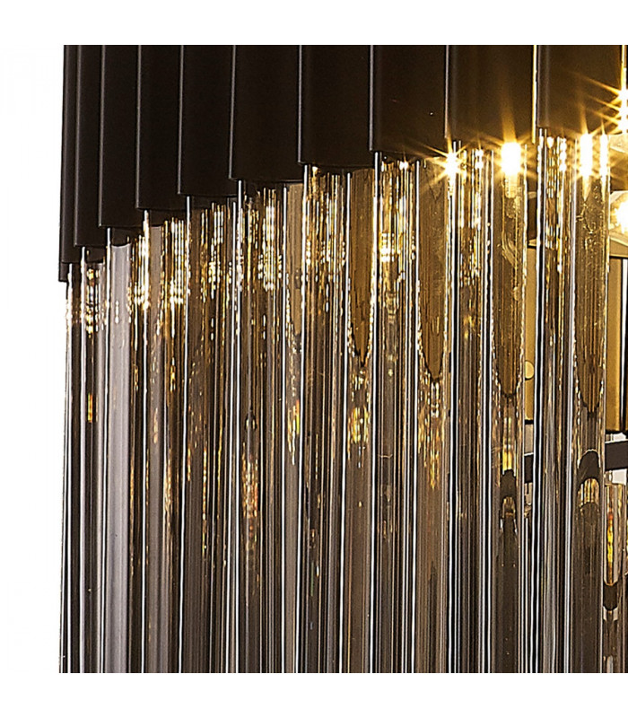 Poland Ceiling Pendant Round 12 Light E14 Matt Black Smoke Sculpted Glass Item Weight: 25.4kg-5