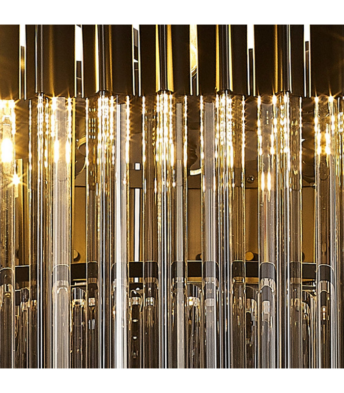 Poland Ceiling Pendant Round 12 Light E14 Matt Black Smoke Sculpted Glass Item Weight: 25.4kg-7
