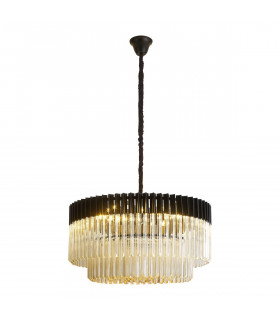 Poland Ceiling Pendant Round 12 Light E14 Matt Black Cognac Sculpted Glass Item Weight: 25.4kg-1