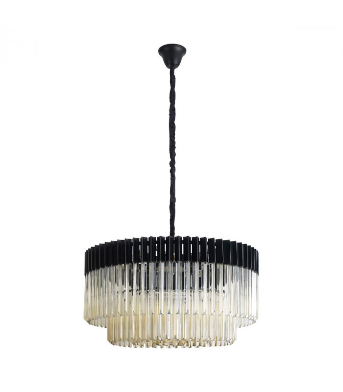 Poland Ceiling Pendant Round 12 Light E14 Matt Black Cognac Sculpted Glass Item Weight: 25.4kg-4