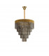 Poland Ceiling Pendant Round 5 Tier 19 Light E14 Brass Smoke Sculpted Glass Item Weight: 32.6kg-4
