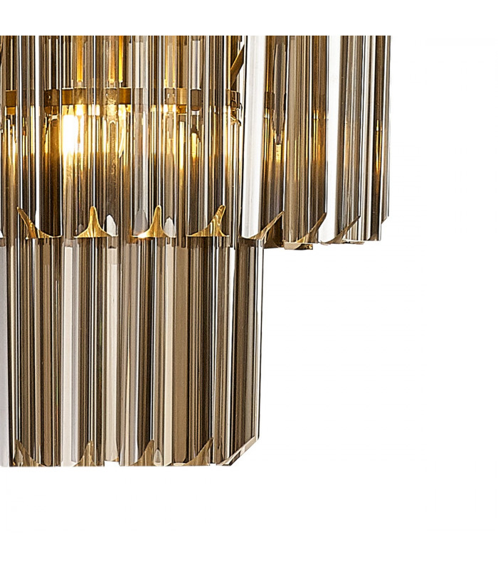 Poland Ceiling Pendant Round 5 Tier 19 Light E14 Brass Smoke Sculpted Glass Item Weight: 32.6kg-8