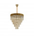 Poland Ceiling Pendant Round 5 Tier 19 Light E14 Brass Cognac Sculpted Glass Item Weight: 32.6kg-4