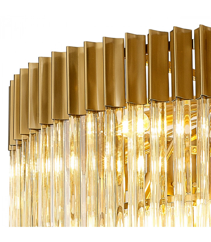 Poland Ceiling Pendant Round 5 Tier 19 Light E14 Brass Cognac Sculpted Glass Item Weight: 32.6kg-6