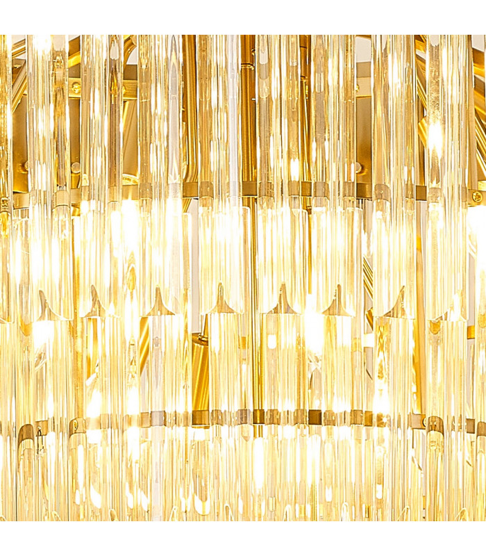 Poland Ceiling Pendant Round 5 Tier 19 Light E14 Brass Cognac Sculpted Glass Item Weight: 32.6kg-7