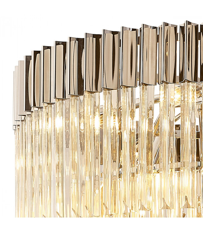 Poland Ceiling Pendant Round 5 Tier 19 Light E14 Polished Nickel Cognac Sculpted Glass Item Weight: 32.6kg-6