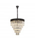 Poland Ceiling Pendant Round 5 Tier 19 Light E14 Matt Black Clear Sculpted Glass Item Weight: 30.2kg-1