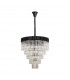 Poland Ceiling Pendant Round 5 Tier 19 Light E14 Matt Black Clear Sculpted Glass Item Weight: 30.2kg-4