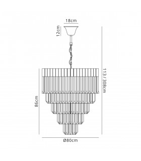 Poland Ceiling Pendant Round 5 Tier 19 Light E14 Matt Black Smoke Sculpted Glass Item Weight: 32.6kg-2