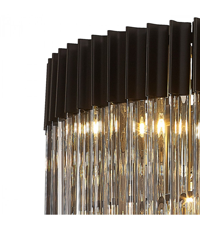 Poland Ceiling Pendant Round 5 Tier 19 Light E14 Matt Black Smoke Sculpted Glass Item Weight: 32.6kg-5