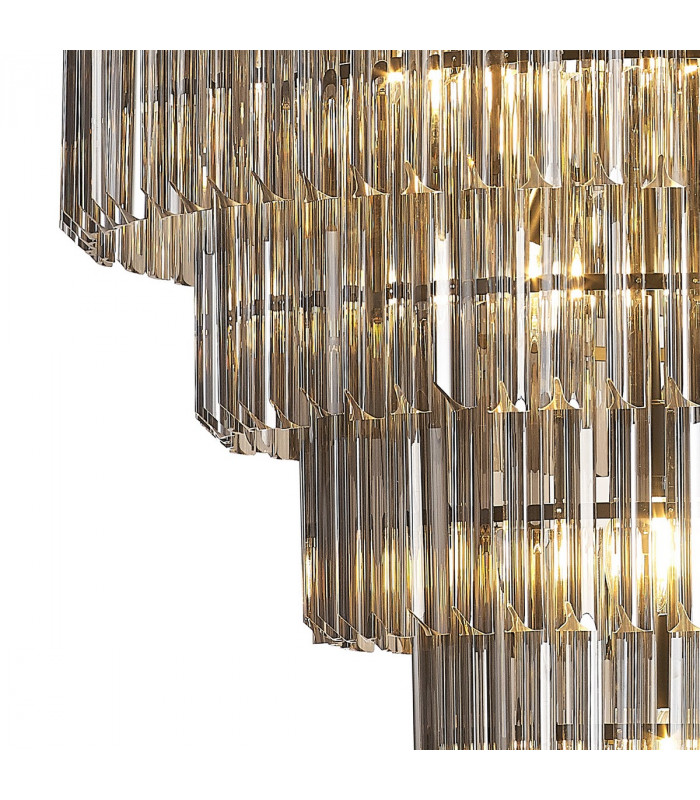 Poland Ceiling Pendant Round 5 Tier 19 Light E14 Matt Black Smoke Sculpted Glass Item Weight: 32.6kg-6