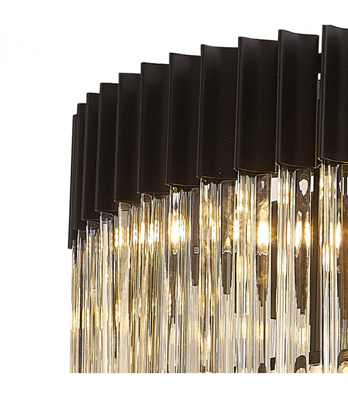 Poland Ceiling Pendant Round 5 Tier 19 Light E14 Matt Black Cognac Sculpted Glass Item Weight: 32.6kg-5