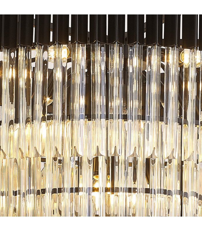 Poland Ceiling Pendant Round 5 Tier 19 Light E14 Matt Black Cognac Sculpted Glass Item Weight: 32.6kg-7