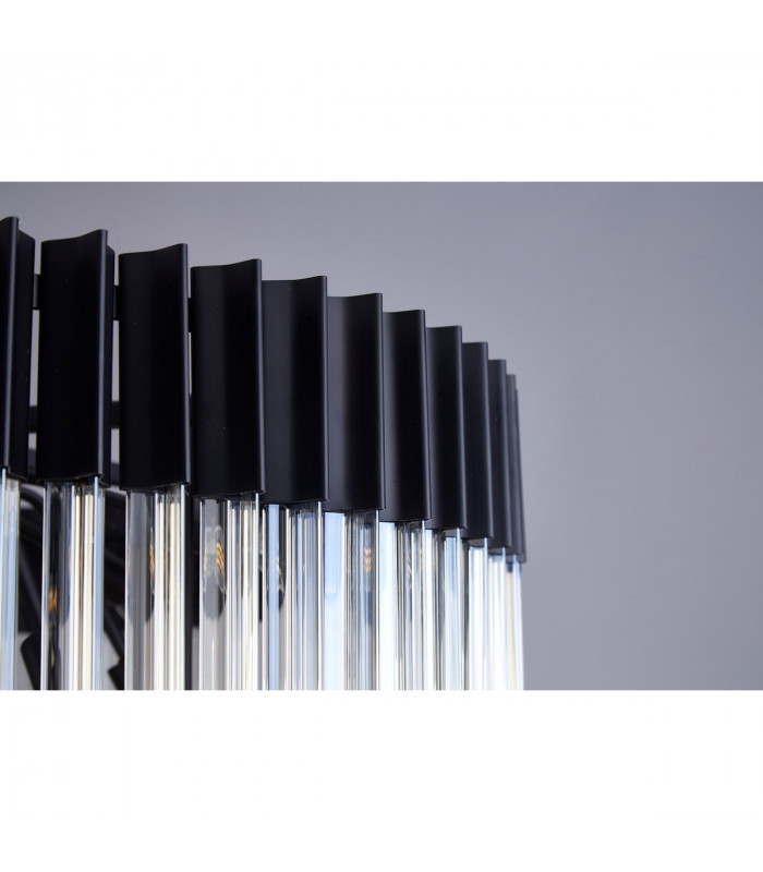 Poland Ceiling Pendant Round 5 Tier 19 Light E14 Matt Black Cognac Sculpted Glass Item Weight: 32.6kg-9