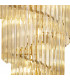 Poland Ceiling Pendant Round 5 Tier 23 Light E14 Brass Cognac Sculpted Glass-7