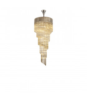 Poland Ceiling Pendant Round 5 Tier 23 Light E14 Polished Nickel Cognac Sculpted Glass-1
