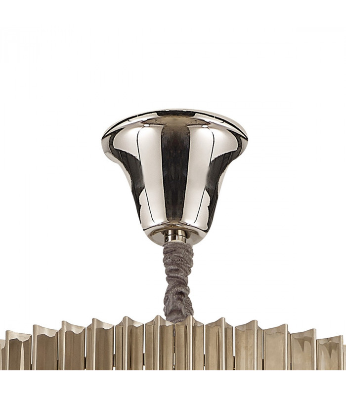 Poland Ceiling Pendant Round 5 Tier 23 Light E14 Polished Nickel Cognac Sculpted Glass-5