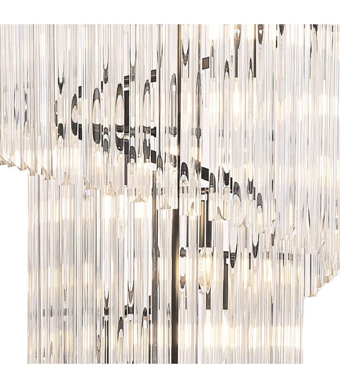 Poland Ceiling Pendant Round 5 Tier 23 Light E14 Matt Black Clear Sculpted Glass Item Weight: 56.2kg-7