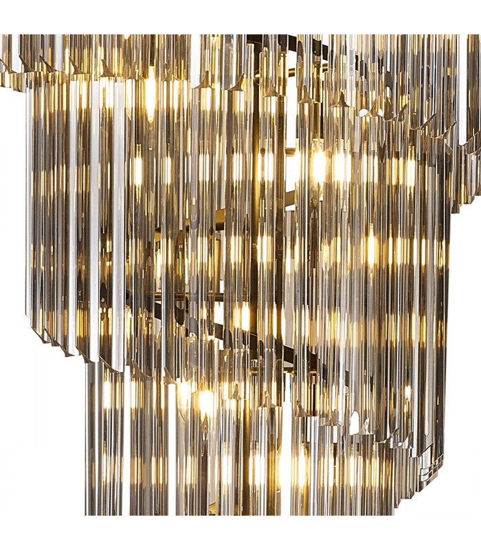 Poland Ceiling Pendant Round 5 Tier 23 Light E14 Matt Black Smoke Sculpted Glass-7