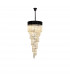 Poland Ceiling Pendant Round 5 Tier 23 Light E14 Matt Black Cognac Sculpted Glass-1