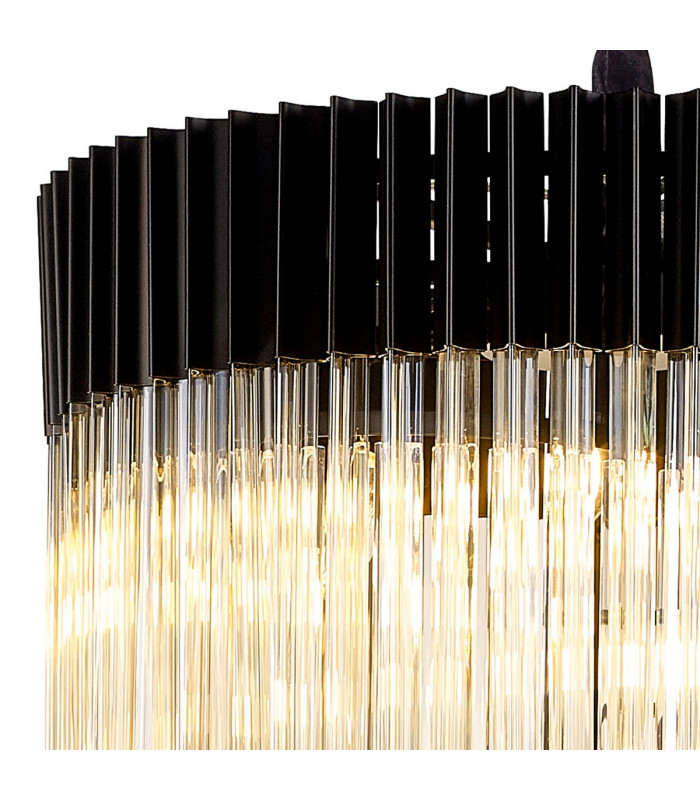 Poland Ceiling Pendant Round 5 Tier 23 Light E14 Matt Black Cognac Sculpted Glass-6