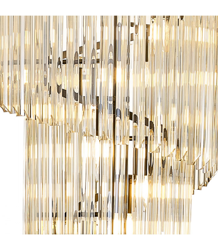 Poland Ceiling Pendant Round 5 Tier 23 Light E14 Matt Black Cognac Sculpted Glass-7