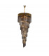 Poland Ceiling Pendant Round 7 Tier 31 Light E14 Brass Smoke Sculpted Glass-1