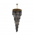 Poland Ceiling Pendant Round 7 Tier 31 Light E14 Brass Smoke Sculpted Glass-4