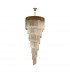 Poland Ceiling Pendant Round 7 Tier 31 Light E14 Brass Cognac Sculpted Glass-4