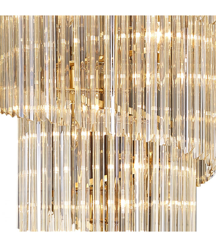Poland Ceiling Pendant Round 7 Tier 31 Light E14 Brass Cognac Sculpted Glass-7
