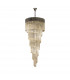 Poland Ceiling Pendant Round 7 Tier 31 Light E14 Polished Nickel Cognac Sculpted Glass-4