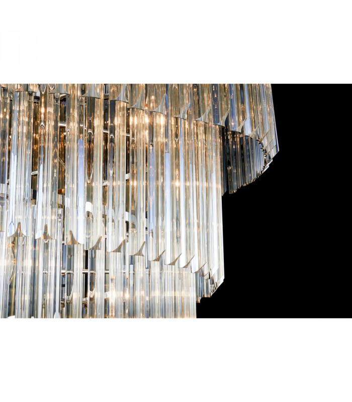 Poland Ceiling Pendant Round 7 Tier 31 Light E14 Polished Nickel Cognac Sculpted Glass-9