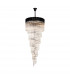 Poland Ceiling Pendant Round 7 Tier 31 Light E14 Matt Black Clear Sculpted Glass Item Weight: 92.7kg-1