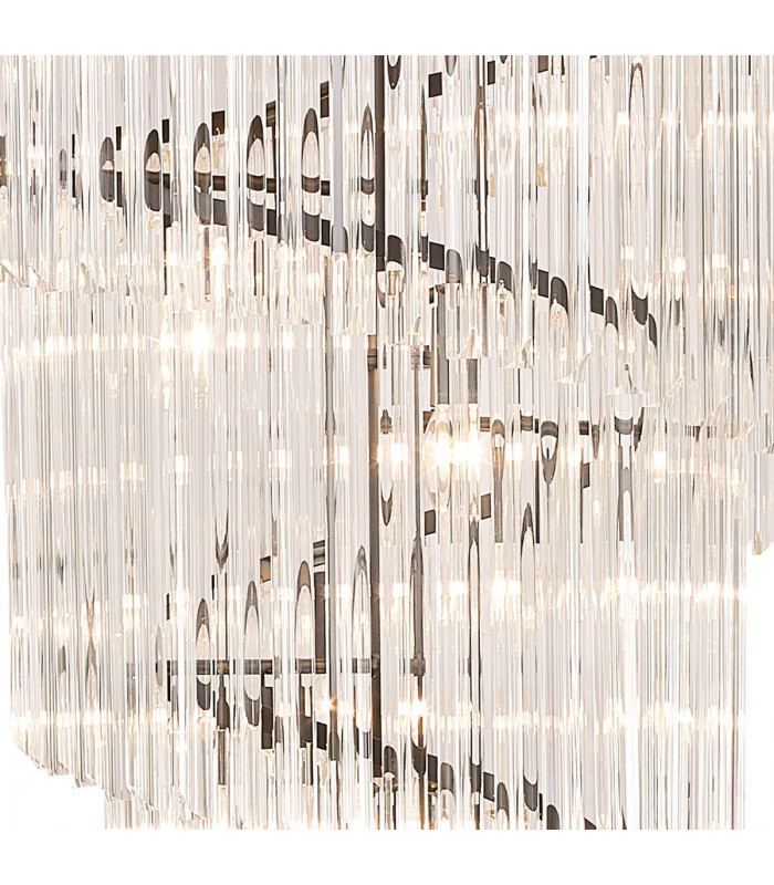 Poland Ceiling Pendant Round 7 Tier 31 Light E14 Matt Black Clear Sculpted Glass Item Weight: 92.7kg-7