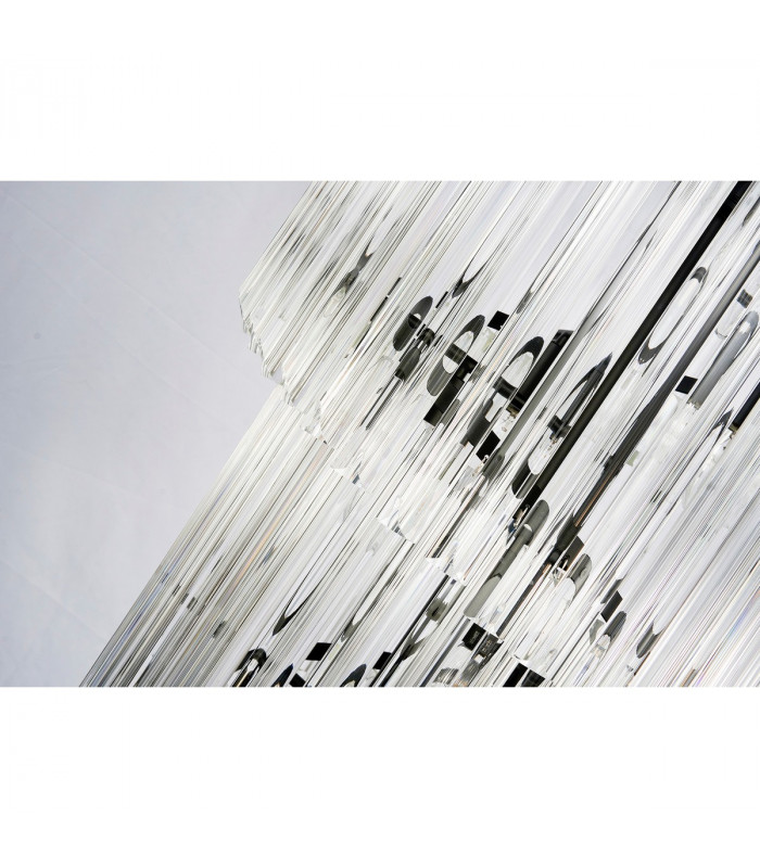 Poland Ceiling Pendant Round 7 Tier 31 Light E14 Matt Black Clear Sculpted Glass Item Weight: 92.7kg-9