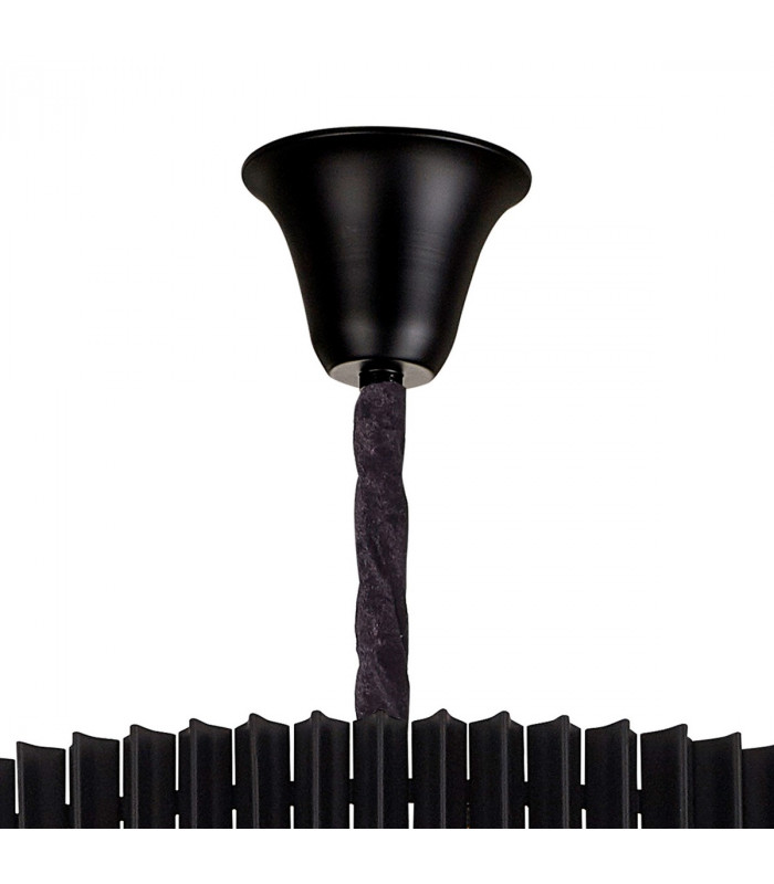 Poland Ceiling Pendant Round 7 Tier 31 Light E14 Matt Black Smoke Sculpted Glass-5