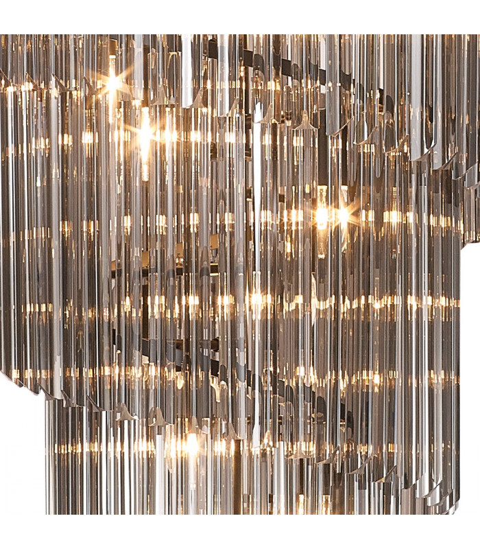 Poland Ceiling Pendant Round 7 Tier 31 Light E14 Matt Black Smoke Sculpted Glass-7