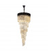 Poland Ceiling Pendant Round 7 Tier 31 Light E14 Matt Black Cognac Sculpted Glass-1