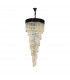 Poland Ceiling Pendant Round 7 Tier 31 Light E14 Matt Black Cognac Sculpted Glass-4