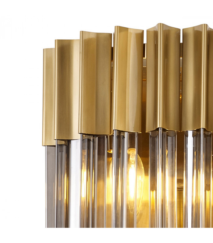 Poland Wall Lamp 3 Light E14 Brass Smoke Sculpted Glass-6