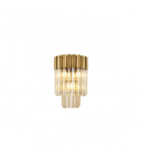 Poland Wall Lamp 3 Light E14 Brass Cognac Sculpted Glass-1