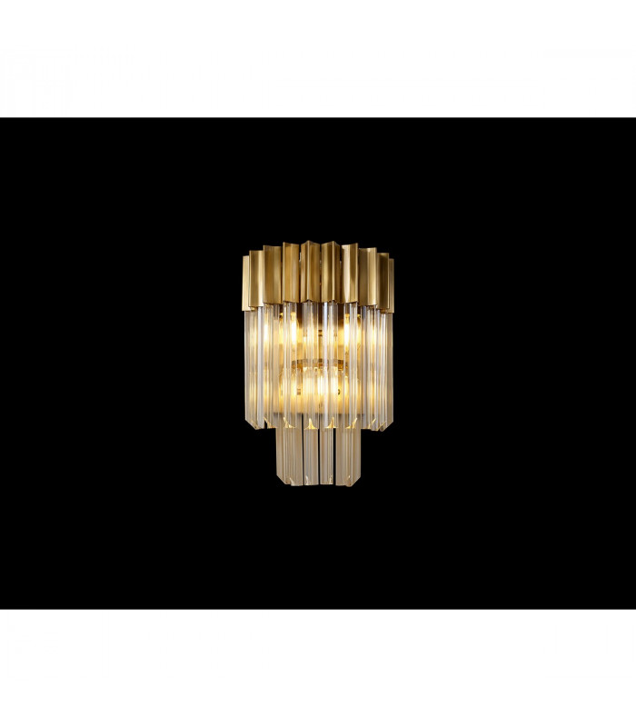 Poland Wall Lamp 3 Light E14 Brass Cognac Sculpted Glass-3
