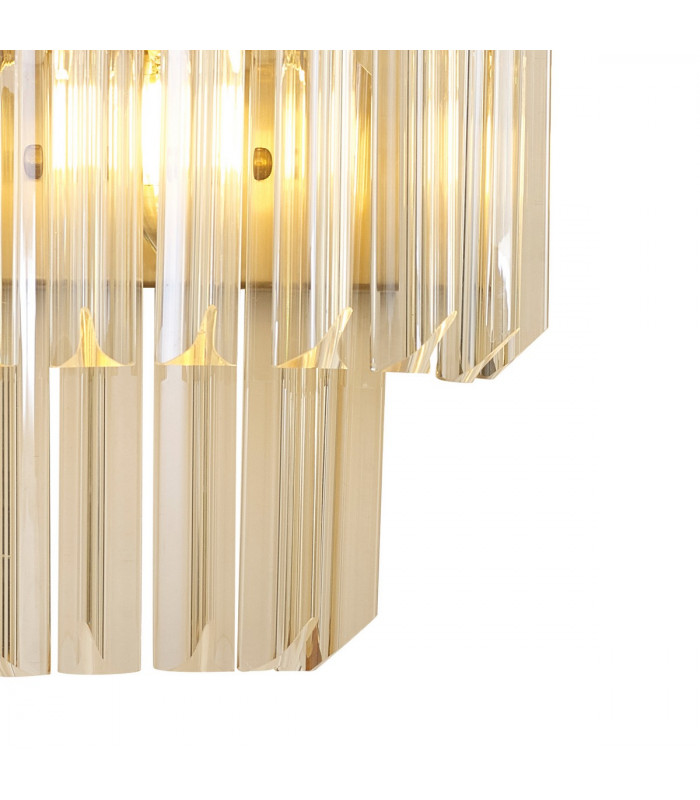 Poland Wall Lamp 3 Light E14 Brass Cognac Sculpted Glass-5