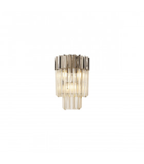 Poland Wall Lamp 3 Light E14 Polished Nickel Cognac Sculpted Glass-1