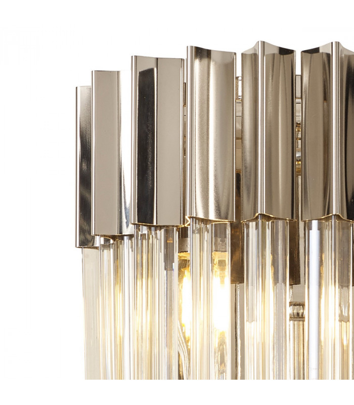 Poland Wall Lamp 3 Light E14 Polished Nickel Cognac Sculpted Glass-6